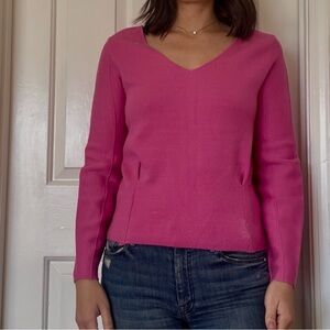 Anthropologie Women's Pink V-Neck Sweater